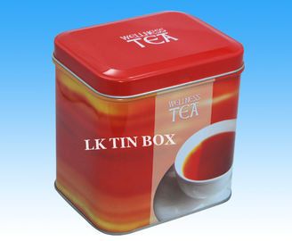 China 200g gedrukte Rechthoekige Tindoos met Pvc-Venster, de Rode Koffie/Doos van de Theeopslag leverancier